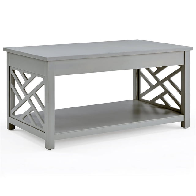 Alaterre Coventry Table Basse en Bois, Design Polyvalent avec Détails Ouverts et Rangement Supplémentaire, Forme Carrée, Gris