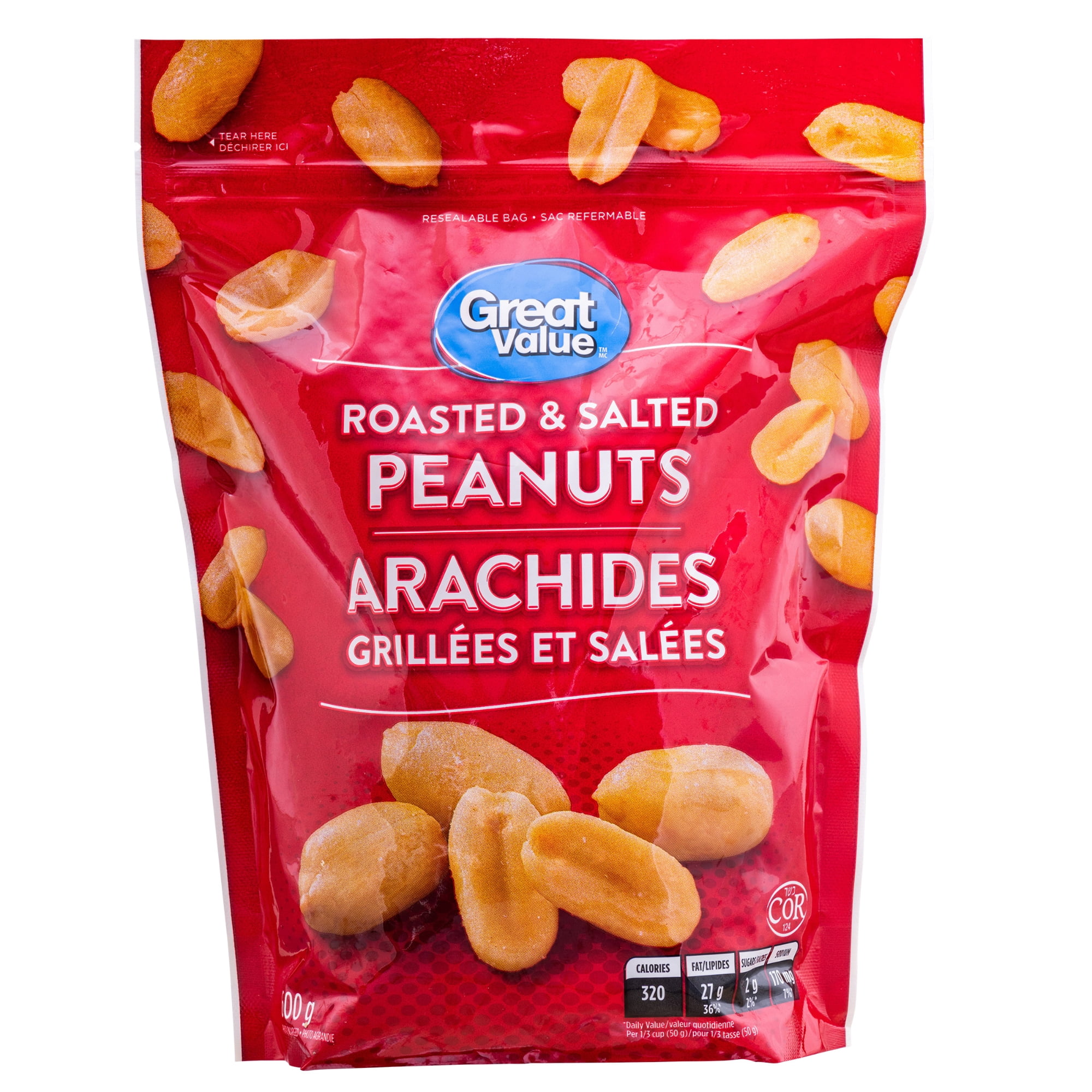 Great Value Roasted & Salted Peanuts 600g 600 G