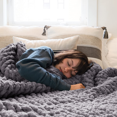 thumbnail image 1 of Comtest Chunky Knit Throw Blanket Chenille, Dark Gray, 87"x103"(California King Size), 1 of 6