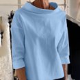 thumbnail image 2 of Timegard Womens Tops Half High Collar Long Sleeve Loose Fitting Shirts BlousesSolid Color Fall Fashion, 2 of 6