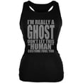thumbnail image 1 of Halloween Human Ghost Costume Black Juniors Soft Tank Top, 1 of 1