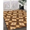 thumbnail image 3 of Ahgly Company Tapis Rond Lavable en Machine Intérieur Transitionnel Brun Selle, 5 Pieds Rond, 3 of 7