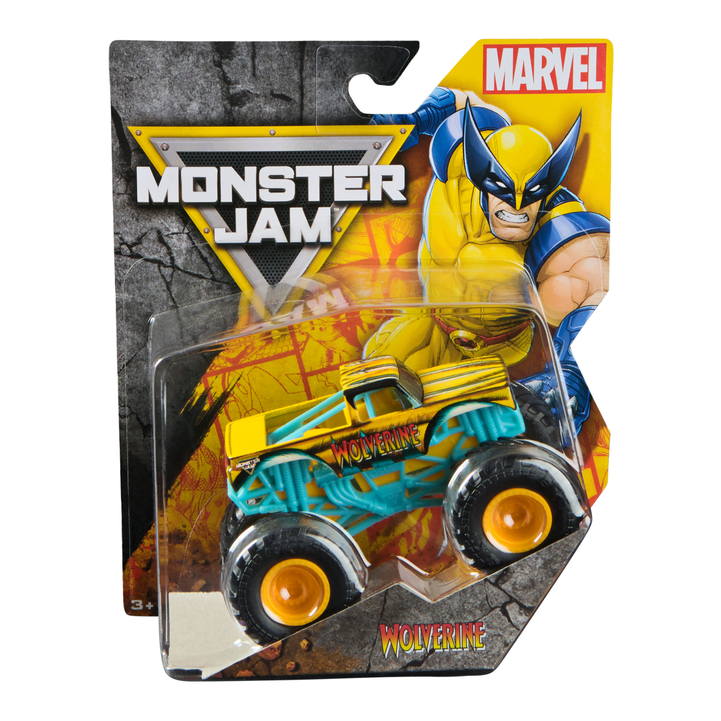 Monster Jam, Monster truck Marvel Wolverine officiel, véhicule en métal moulé, échelle 1:64, jouets de super-héros pour garçons à partir de 3 ans