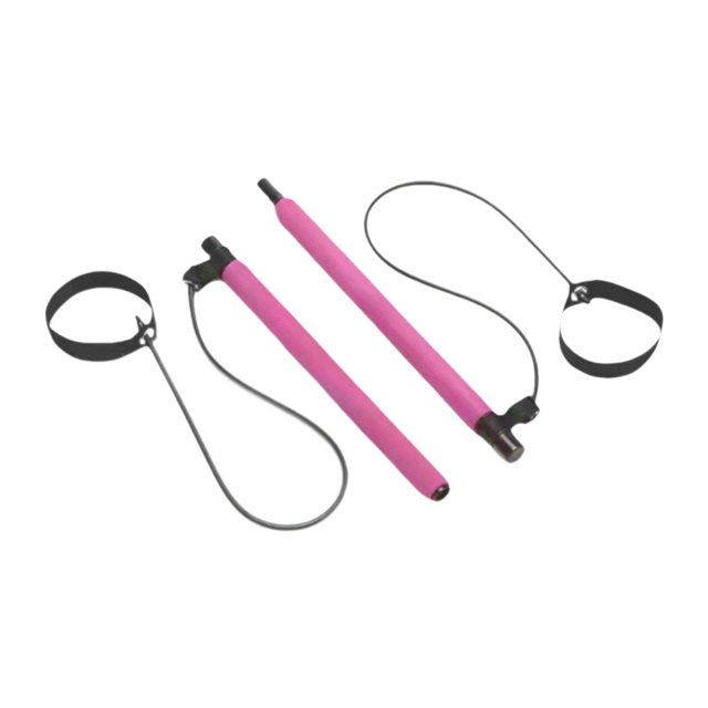 koolsoo Barre de Pilates à 2 Sections Bâton d'Exercice pour Musculation Intérieur Extérieur Squat Rouge Rose