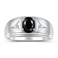thumbnail image 1 of RYLOS Men's Rings Sterling Silver Classic 8X6MM Oval Gemstone &  Diamond Ring Onyx October Birthstone Rings For Man Silver Rings Size 10, 1 of 7