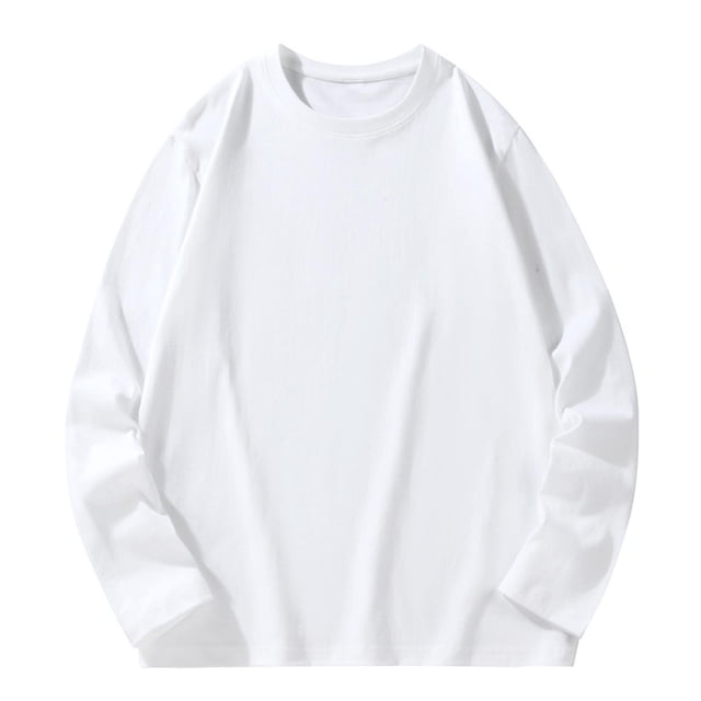 Qtocio Hauts pour Hommes, T-Shirt à Col Rond Uni à Manches Longues Décontracté Doux Confortable Basique pour Tous les Jours pour Hommes