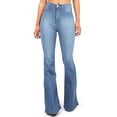 thumbnail image 2 of XZNGL Womens High Waist Pocket Wide Leg Jeans Flared Skinny Button Trousers, 2 of 4