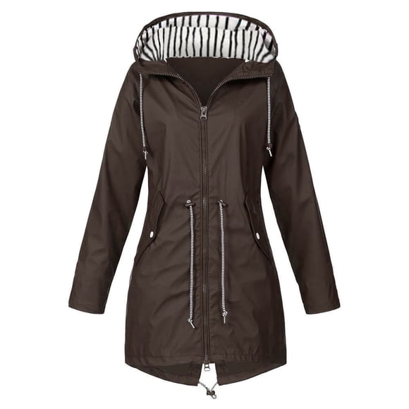 cllios Women's Raincoat Waterproof Lightweight Rain Jacket Active Outdoor Hooded Packable Plus Size Windbreaker Zip Up Coats