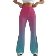 Timegard Flare Leggings for Women Slim High Waist Workout Yoga Pants Gradient Color Casual Trousers