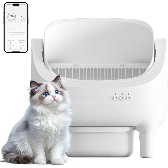 Homall Self Cleaning Litter Box, Open-Top Automatic Cat Self-Cleaning Litter Box, Design for Multi-Cat Families, Includes Trash Bags