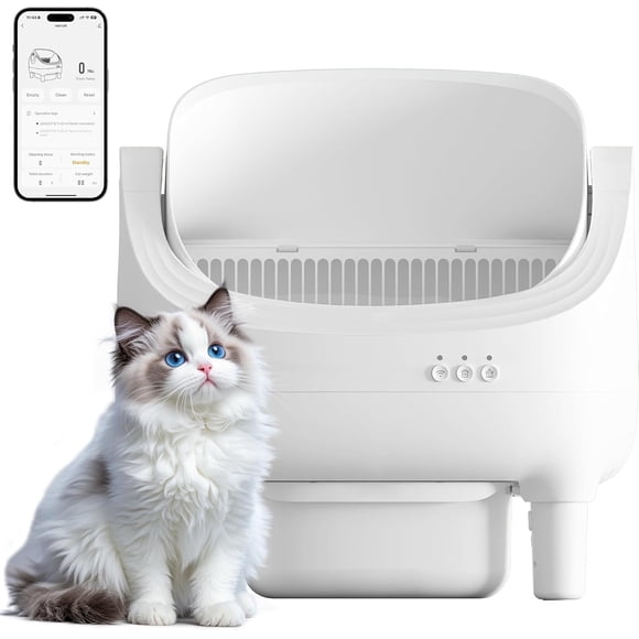 Homall Self Cleaning Litter Box, Open-Top Automatic Cat Self-Cleaning Litter Box, Design for Multi-Cat Families, Includes Trash Bags
