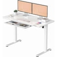 thumbnail image 1 of Electric Standing Desk with Glass Tabletop and Drawer, Ergonomic Height Adjustable Stand Up Table Home Office Computer Sit Stand Desk with Memory Controller, Type-C & USB Ports, White, 1 of 8