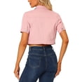 thumbnail image 3 of INSPIRE CHIC Veste en Denim Courte pour Femme à Manches Courtes, devant Boutonné, Veste en Jean Rose TP, 3 of 6