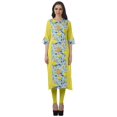 thumbnail image 1 of Moomaya Kurtis Droits Imprimés pour Femmes, Col en V, Manches Retroussables, Kurta Tunique, 1 of 6
