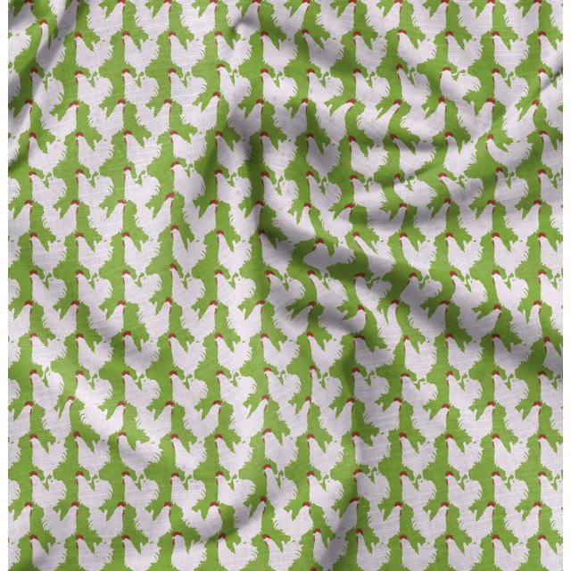 Soimoi Green Rayon Fabric Hen Bird Print Sewing Fabric Yard 56 Inch Wide