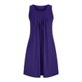 thumbnail image 3 of Dvkptbk Robe d'Été de Plage pour Femme 2024 Décontractée à Col Rond à Manches Courtes Robe Débardeur Mini Robes Fluide à Volants Boho Robe Soleil avec Poches P-2TG, 3 of 7