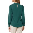 thumbnail image 3 of INSPIRE CHIC Women's Stand Collar Pleated Button Keyhole Button Blouse, 3 of 6