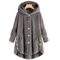 thumbnail image 2 of Womens Cardigan Plus Size Button Plush Tops Hooded Loose Cardigan Wool Coat Winter Jacket Navy Xl, 2 of 3