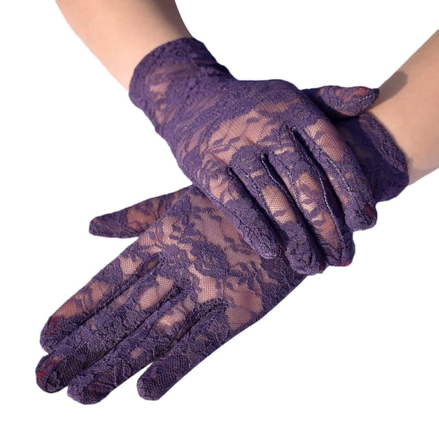 Women Sexy Black Dot Short Lace Lace Breathable Riding Sunscreen Wedding Gloves
