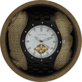 thumbnail image 1 of Angie Wood Creations Ebony Men’s Self-Winding Watch With Textured White Dial, 1 of 7