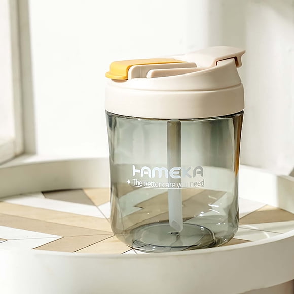 Fiudx Tasse à Grand Ventre d'Été pour Étudiants, Tasse de Thé au Lait avec Paille, Bouteille d'Eau en Plastique Étanche à 360° pour Boissons Chaudes et Froides, Gobelet Isolé de 10 Oz avec Lumière, Cadeau pour Filles