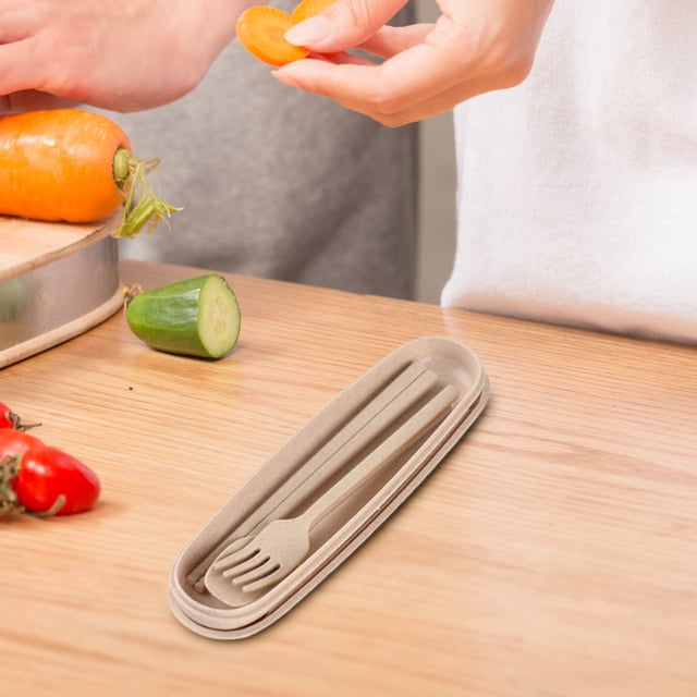 Reusable Utensils Set with Case Portable Utensils Travel Utensils with Case Spoon Chopsticks and Fork Three-Piece Tableware Set