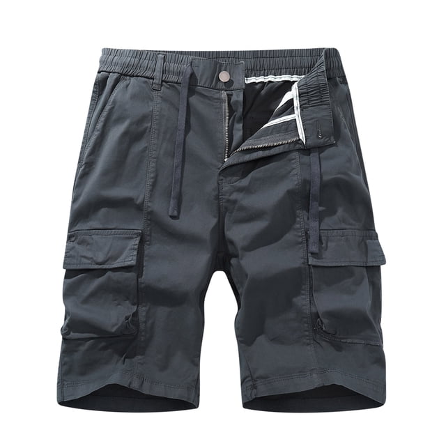 KIHOUT Mens Casual Athletic Shorts - Cotton Summer Beach Solid Color Golf Cargo Shorts with Multi Pockets