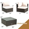 thumbnail image 4 of Costway 5PCS Patio Rattan Furniture Set Cushioned Sofa Chair Coffee Table White, 4 of 10