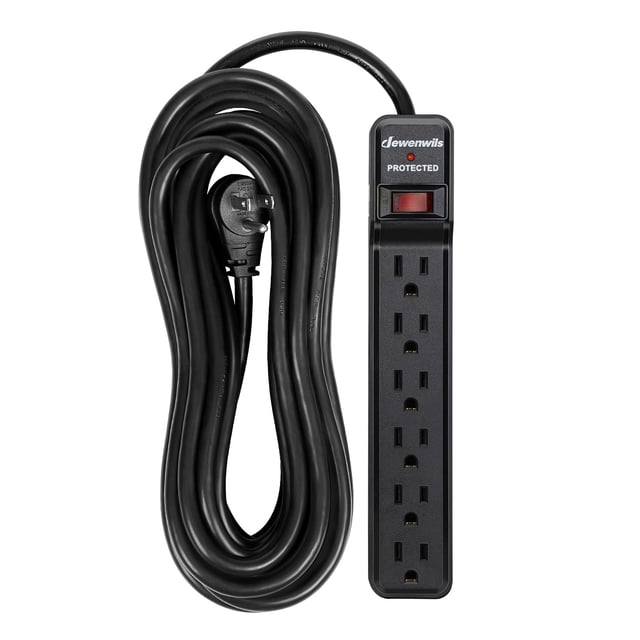 DEWENWILS 6-Outlet Power Bar, Power Strip Surge Protector with 25 Foot Extension Cord Indoor, Low Profile Flat Plug, Pro