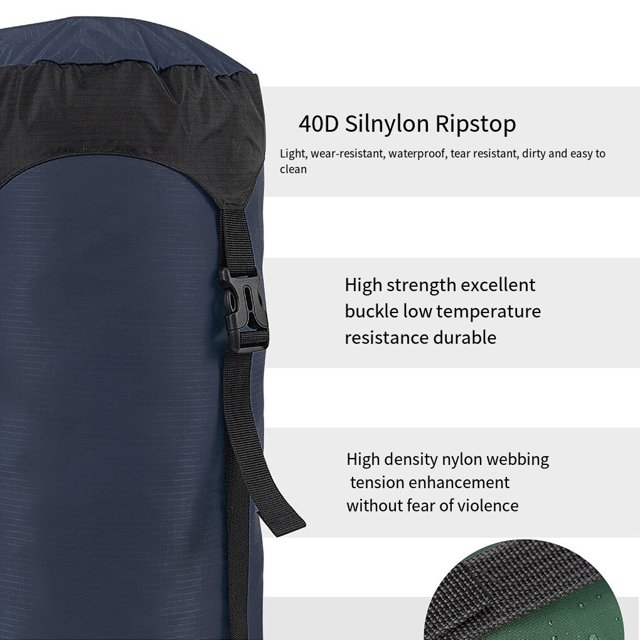 Sac de Compression à Cordon Sac de Voyage Rangement pour Sacs de Camping Gain de Place Camping Randonnée Backpacking Alpinisme Bleu Foncé/TG