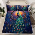 thumbnail image 2 of Ensemble de Draps Peacock Attrape-Rêves Ensemble de Draps Simple, Draps Boho Aquarelle Plume Esthétique Animaux Ensemble de Literie, Décor Bohème Exotique, 2 of 6