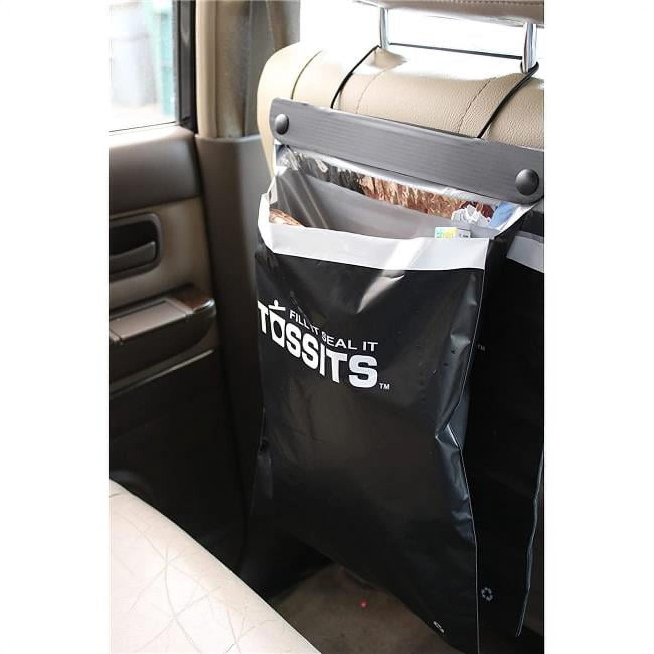 Tossits 105544 2 gal Disposable Car Garbage Bags, Black