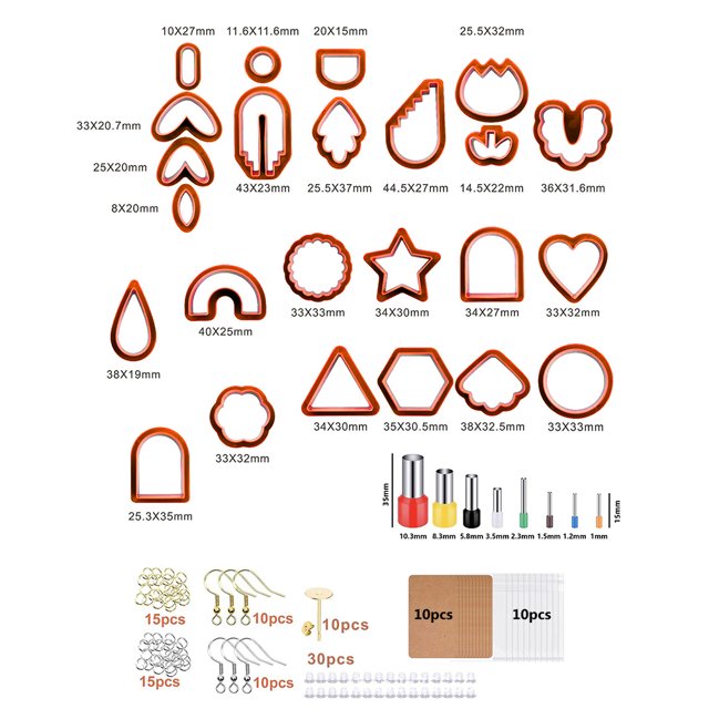 142 Pcs Clay Cutters Set Clay Earring Cutters With Earrings Accessories For Clay Jewelry Making
