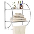thumbnail image 1 of Costway 2 Tier Wall Mount Shower Organizer Toilet Bathroom Storage Rack Holder Towel Bar, 1 of 8