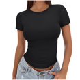 thumbnail image 1 of Meichang T-Shirts pour Femmes Coupe Ajustée Couche de Base T-Shirts Manches Courtes Col Rond T-Shirts Couleur Unie T-Shirts Basiques Confortables Légers Hauts d'Été, 1 of 5