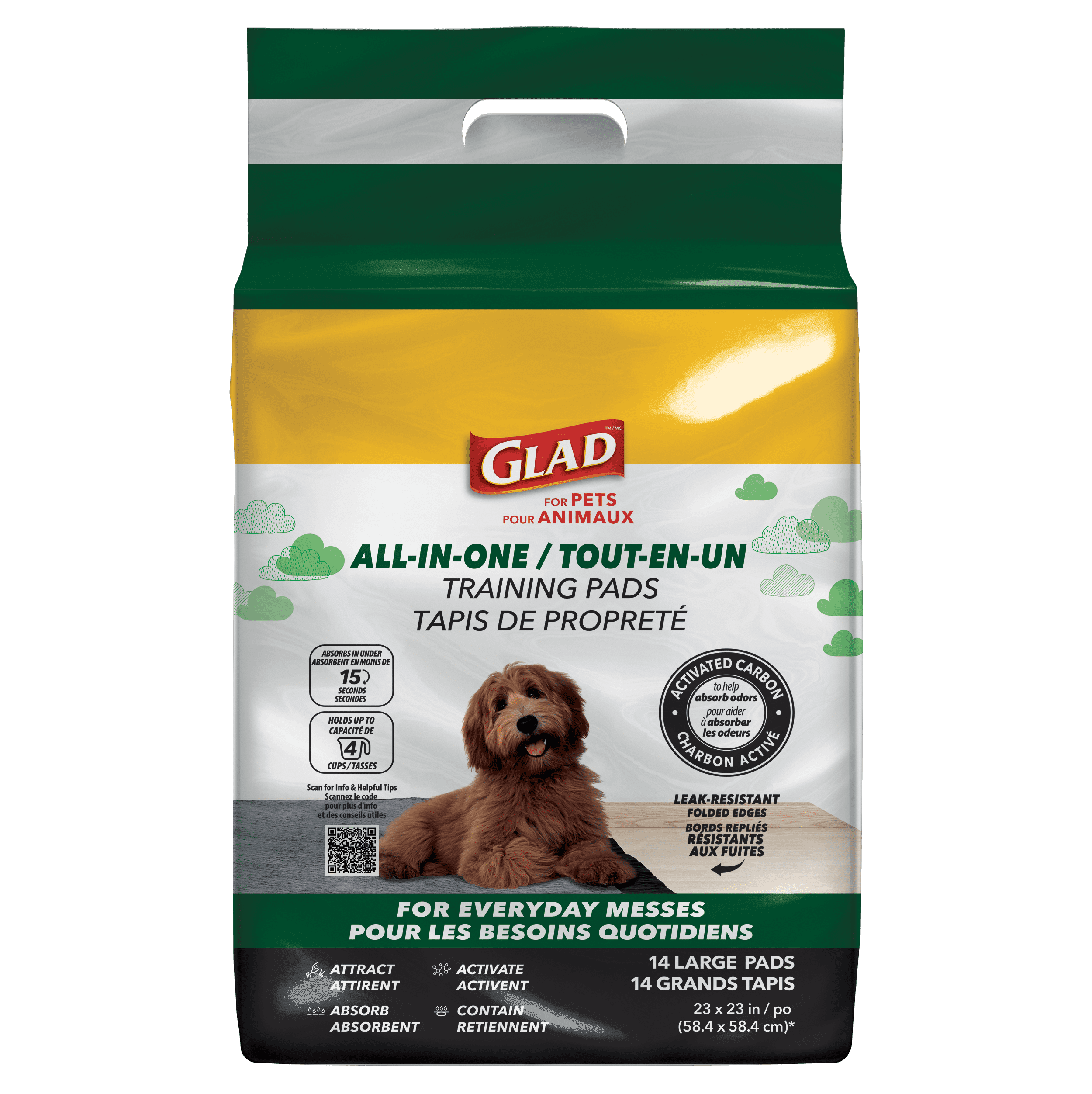 Glad For Pets Black Charcoal Puppy Senior Pads 23"x23" 14ct