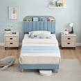 thumbnail image 2 of BeesClover Velvet Platform Bed with Storage Headboard and Bookcase, Upholstered Bed Frame for Kids and Girls, Quiet Design with Strong Wood Slats and Metal Legs, Easy Assembly, 2 of 7