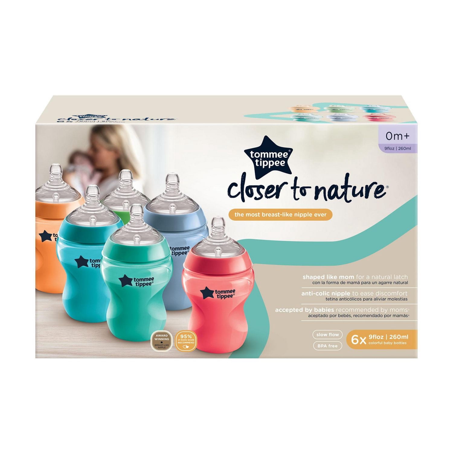 Tommee Tippee Plus Près de la Nature Fête Biberons, 6x9oz Biberons