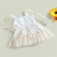 thumbnail image 3 of Robe Trapèze pour Bébé Fille, Imprimé Marguerites, Manches Longues, Tulle en Maille, Robe de Fête, 3 of 8