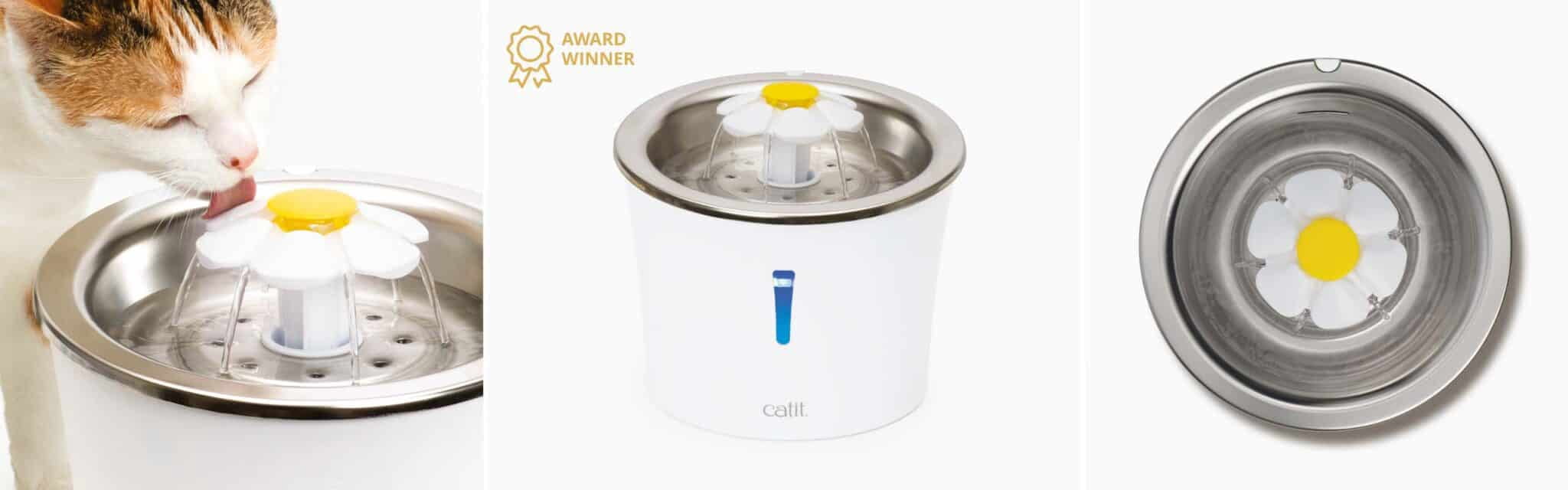 Catit Fontaine à Fleur pour Chats en Acier Inoxydable avec Ensemble Napperon, 3 L