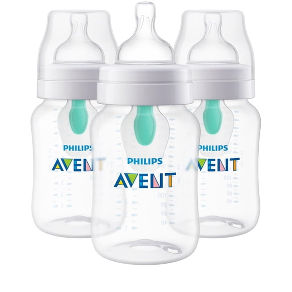Philips Avent Anti-colic Baby Bottle with AirFree Vent, 3x9oz Bottles, SCY703/03