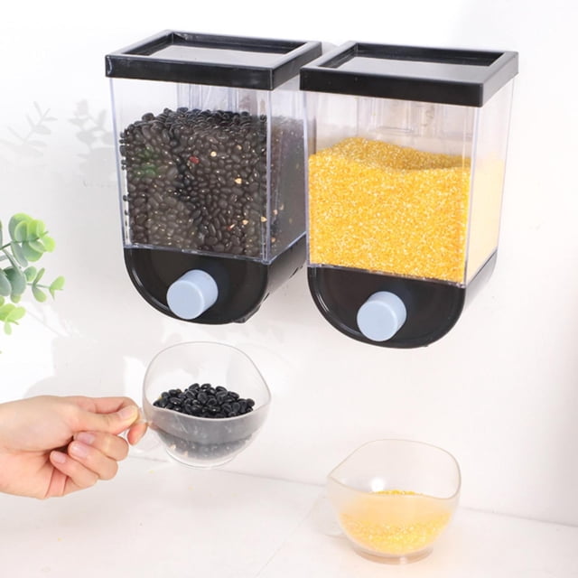 1PC Blue Juice Cereal Dispenser Countertop Cereal Containers Storage 1.5L /1LOrganization And Storage Containers For Kitchen Dry Food Dispenser For Rice Grains Snack Oatmeal Pet Food Black