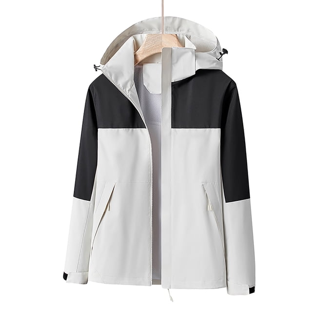 LSLJS Manteau pour Femme Manteau Chaud Imperméables Coupe-Vent Manteau de Pluie à Capuche Coupe-Vent Extérieur Imperméable à Capuche Manteau ( Blanc, TTTG)
