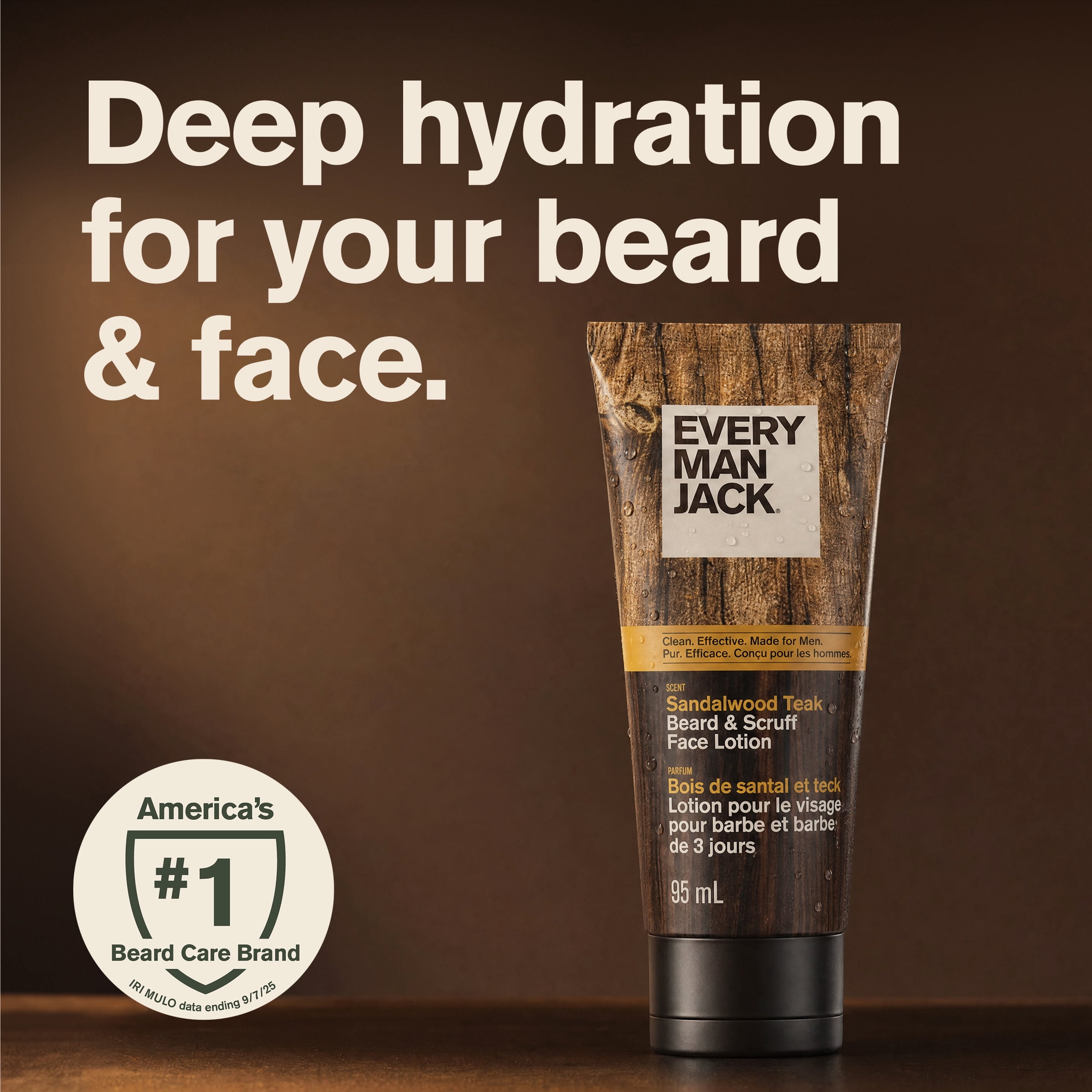 Lotion visage et barbe Every Man Jack (Santal et Teck) pour hommes, d'origine naturelle, 95 ml