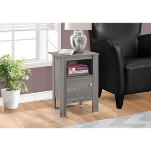Monarch Specialties Accent Table, Side, End, Nightstand, Lamp, Storage, Living Room, Bedroom, Grey Laminate, Transitional