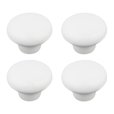 Era Ceramic Knob White, Knobs w/Screws for Drawer Cabinet Door 4-Pack