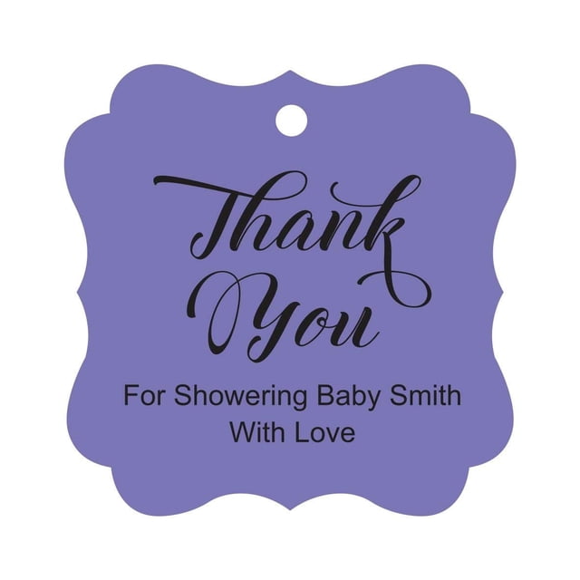 Darling Souvenir Baby Shower Thank you Favor Tags Custom Hang Gift Tags-Lavender-50 Tags