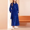 thumbnail image 2 of FAIWAD Women's Flannel Thickened Nightgown Soft Warm Fuzzy Fleece Robe Solid Color Bathrobe Loungewear with Pockets, 2 of 7