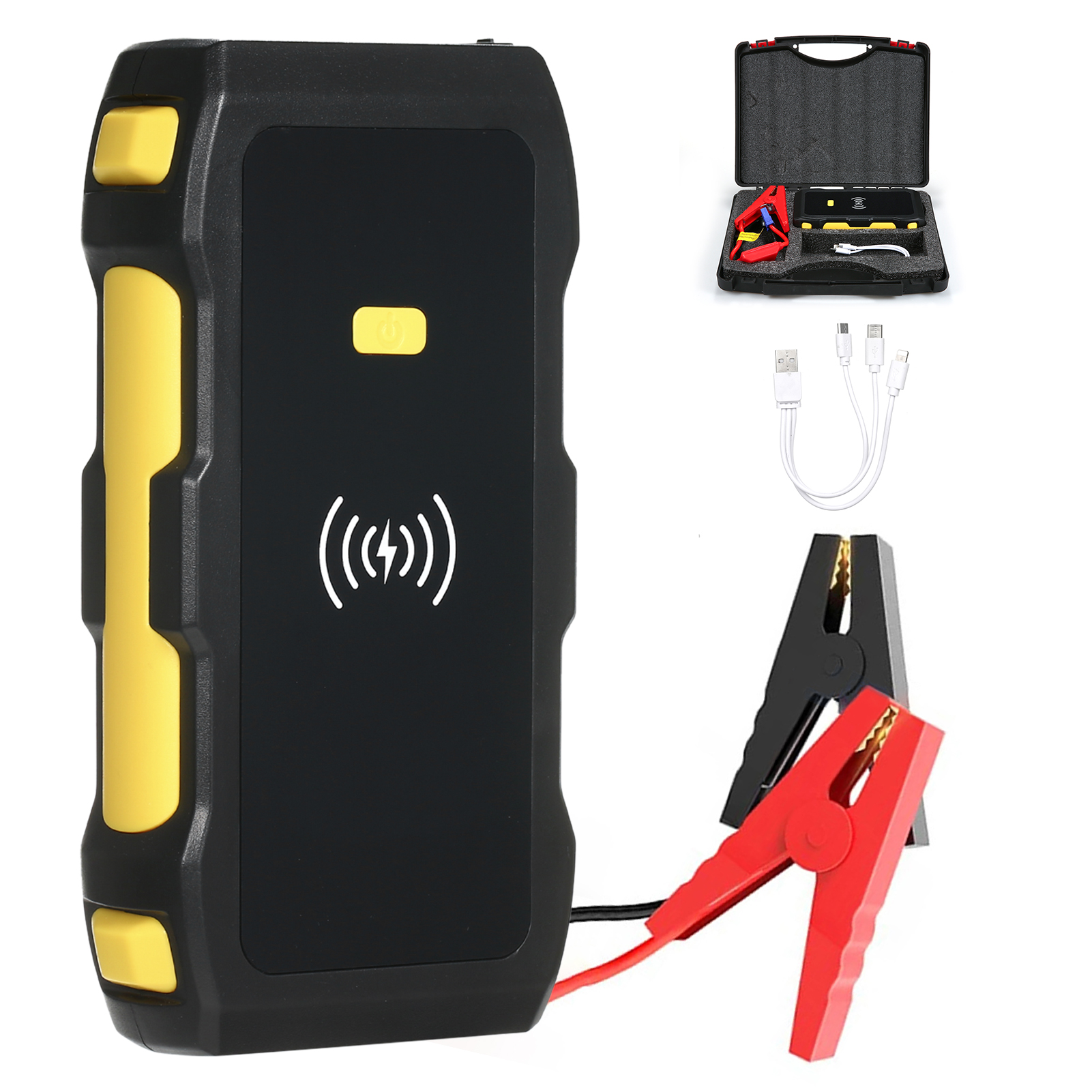 Riwcyla Strong Power Car Jump Starter and Power Bank Large Capacity 1200A Peak Portable Car Battery Starter with /USB Wireless Quick Safety Protection