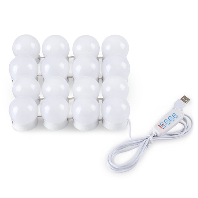 LED Vanity Mirror Light Bulb Dimmable Makeup Mirror Lights Dressing Light with 3 Color Temperatures 10 Brightness Levels Fill Light USB Plug and Play